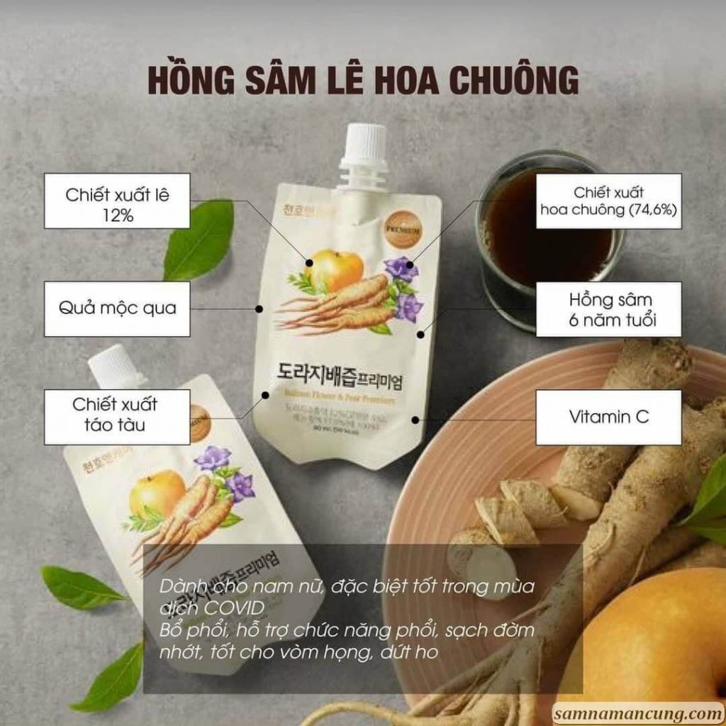 Nước Hồng Sâm Hoa Lê Chuông Chunho Người Lớn - Hộp 30 Gói