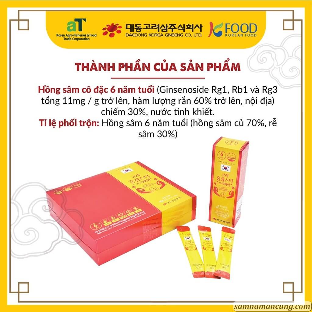 Hồng Sâm Hàn Quốc Stick Premium Daedong 10ml x 30 gói