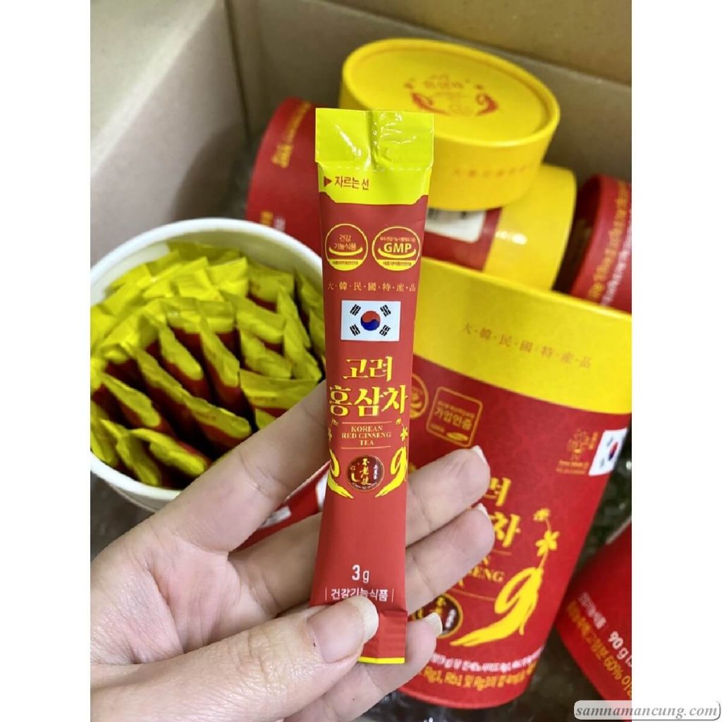 Trà Hồng Sâm Korean Red Ginseng Tea hộp tròn 30 gói