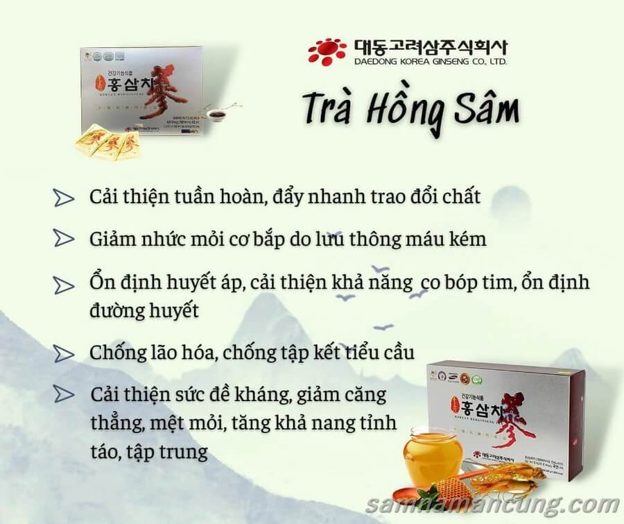 Trà hồng sâm Daedong hộp 50 – 100 gói