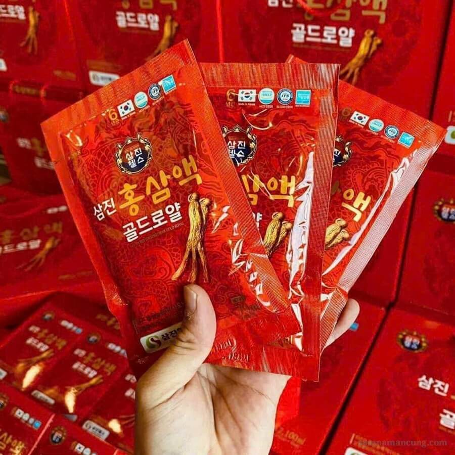 Nước Hồng Sâm Sam Jin Red Ginseng Drink Gold Royal Hộp 30 Gói x 70ml